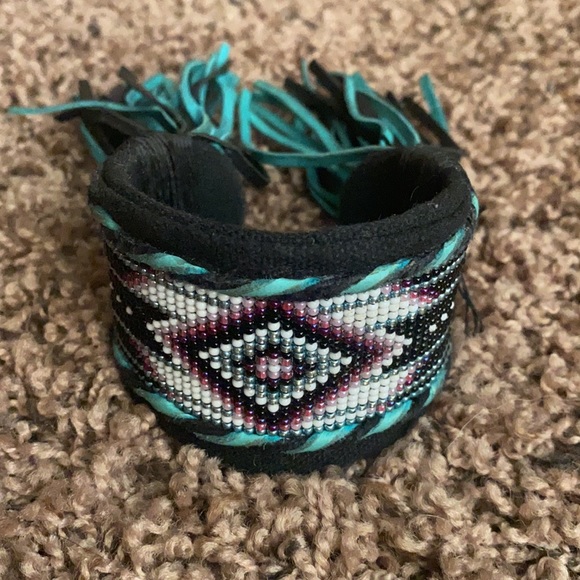 Custom Made Beaded Fringe Cuff - Picture 2 of 3